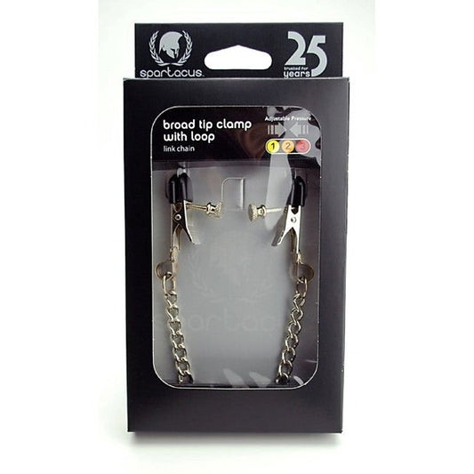 Adjustable Broad Tip Clamps with Loop Link Chain - Breast and Nipple Toys