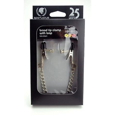 Adjustable Broad Tip Clamps with Loop Link Chain - Breast and Nipple Toys