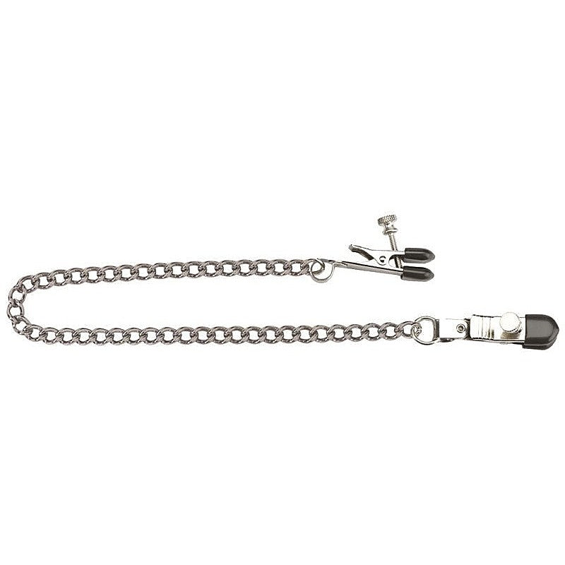 Adjustable Broad Tip Clamps with Loop Link Chain - Breast and Nipple Toys