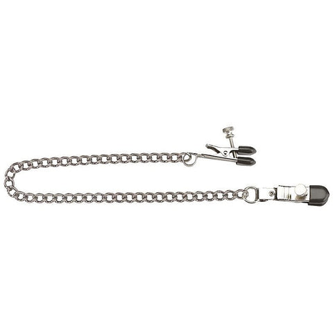 Adjustable Broad Tip Clamps with Loop Link Chain - Breast and Nipple Toys
