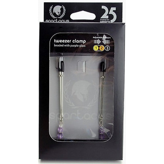 Adjustable Tweezer Clamps with Beaded Glass by Spartacus - Luxury Sex Toys