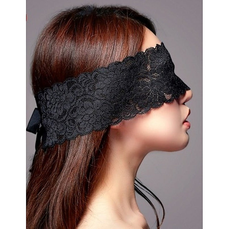 Execute Lingerie Lace Eyemask with Ribbon Sensory Deprivation Mask - Masks And Blindfolds