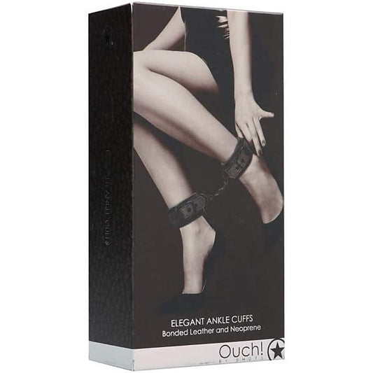 Ouch! Elegant BDSM Play Ankle Cuffs by Shots Toys - Cuffs and Restraints