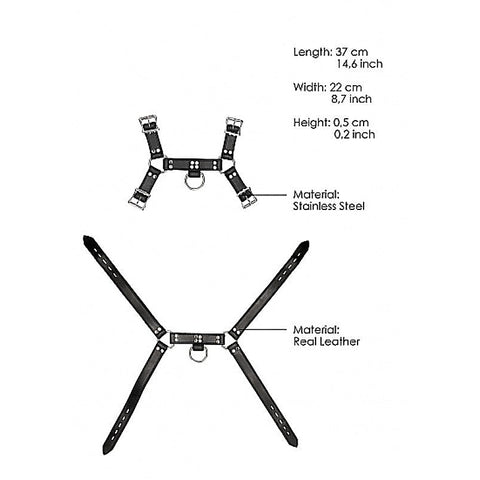 Pain Leather Male Chest Harness by Shots Toys - Cuffs And Restraints
