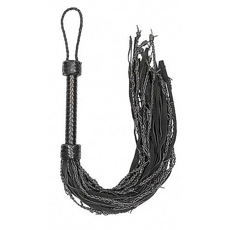 Pain Leather Suede Barbed Wired Flogger by Shots Toys - Whips And Crops