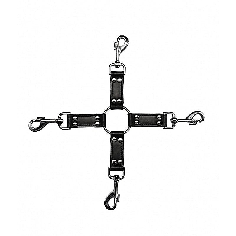 Premium Pain 4-Way Leather Hogtie by Shots Toys - Cuffs And Restraints