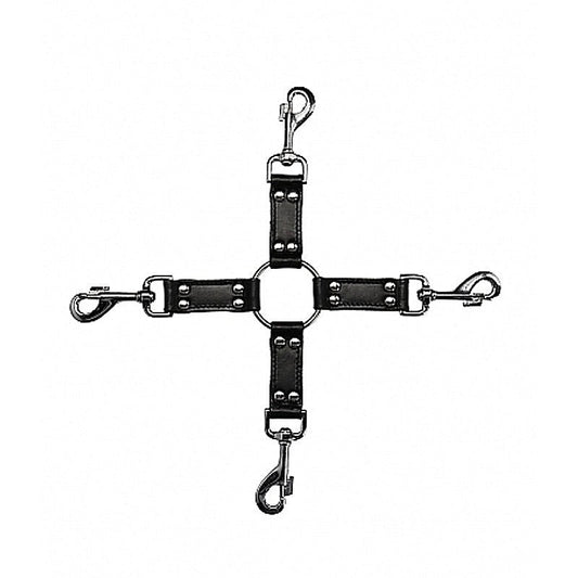 Pain 4-Way Leather Hogtie by Shots Toys - Cuffs And Restraints