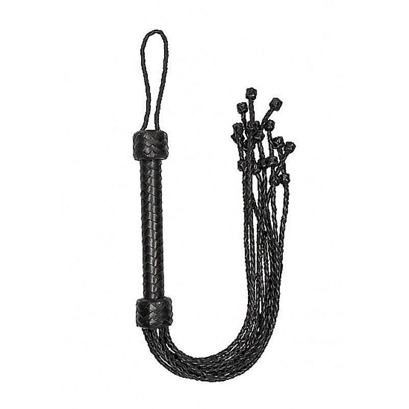 Pain Short Leather Braided Flogger by Shots Toys - Whips And Crops