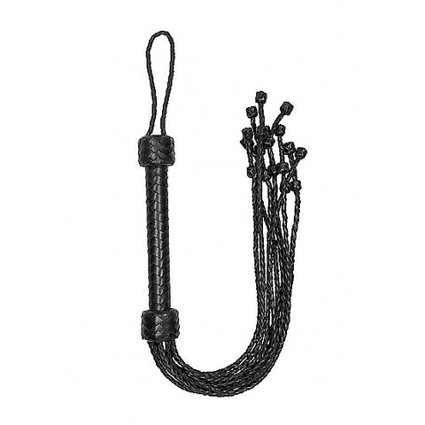 Pain Short Leather Braided Flogger by Shots Toys - Whips And Crops