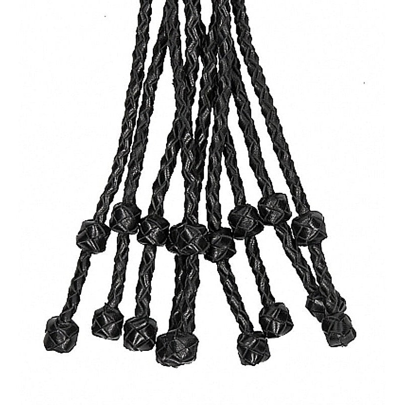 Pain Short Leather Braided Flogger by Shots Toys - Whips And Crops