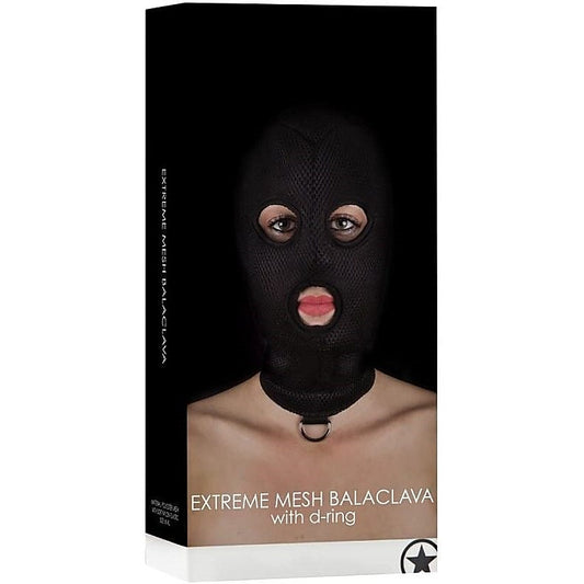 Ouch! Extreme Mesh Balaclava with D-Ring by Shots Toys - Masks And Blindfolds