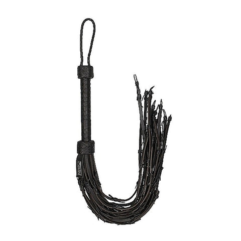 Pain Saddle Leather with Barbed Wire Flogger by Shots Toys - Whips And Crops
