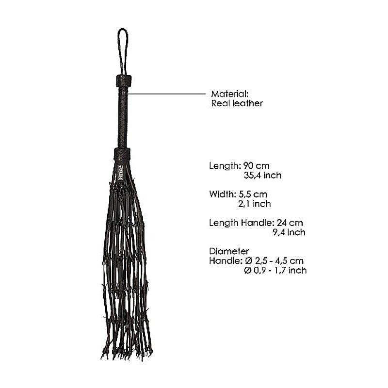 Pain Saddle Leather with Barbed Wire Flogger by Shots Toys - Whips And Crops