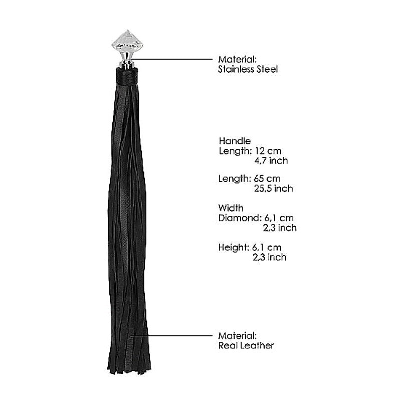 Pain Sparkling Pointed Handle Leather Flogger by Shots Toys - Whips And Crops