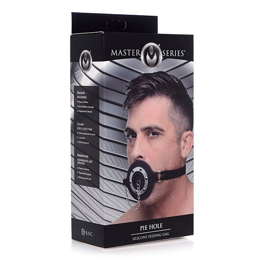 Master Series Pie Hole Silicone Feeding Gag by XR Brands - Bondage Gags and Bits