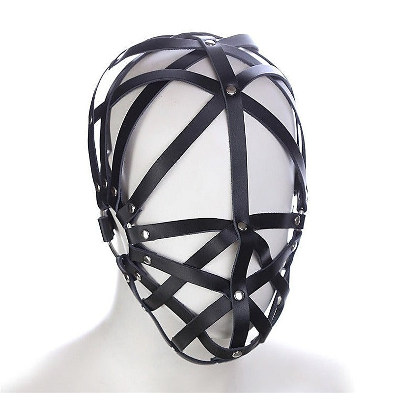 Cross Belt Half Face Hood by BDStyle - Bondage Hoods