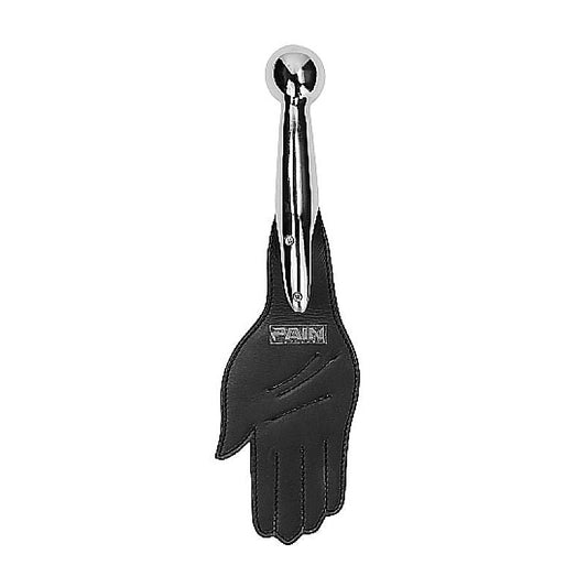 Saddle Leather Hand Paddle Metal Ball Handle by Shots Toys - Paddles And Slappers
