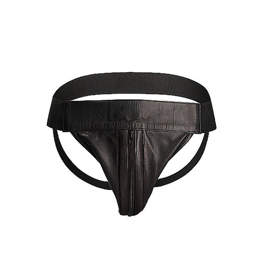 Uomo Striped Front Leather Jock by Shots Toys - His Fetish