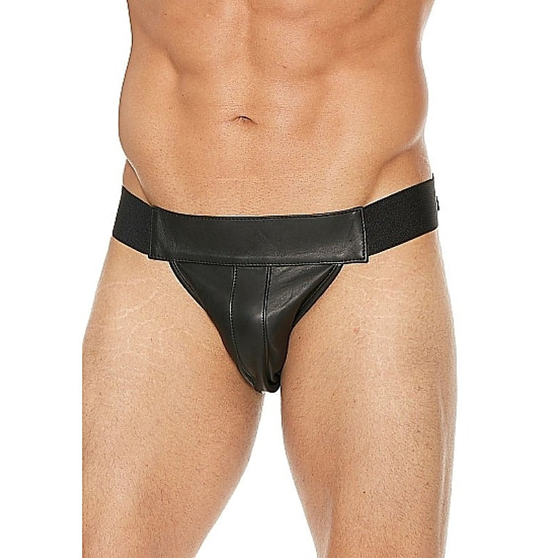 Uomo Plain Front Jock Black by Shots Toys - His Fetish