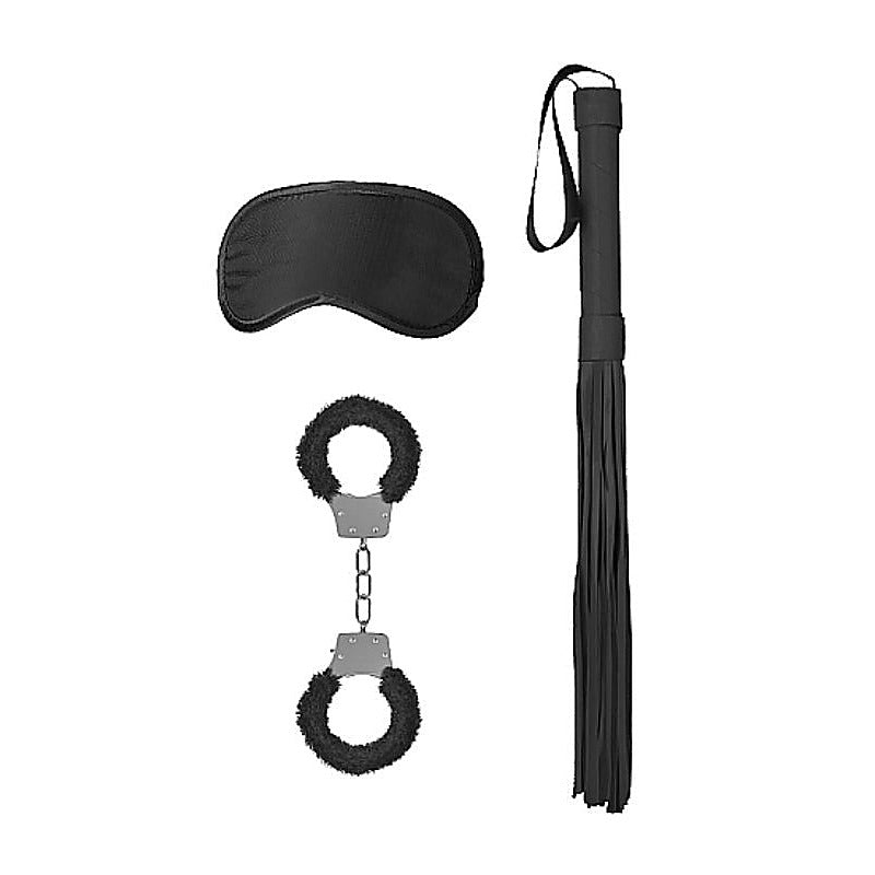Ouch Bondage Kit #01 - Furry Cuffs, Satin Mask, and Flogger - Bondage Kits