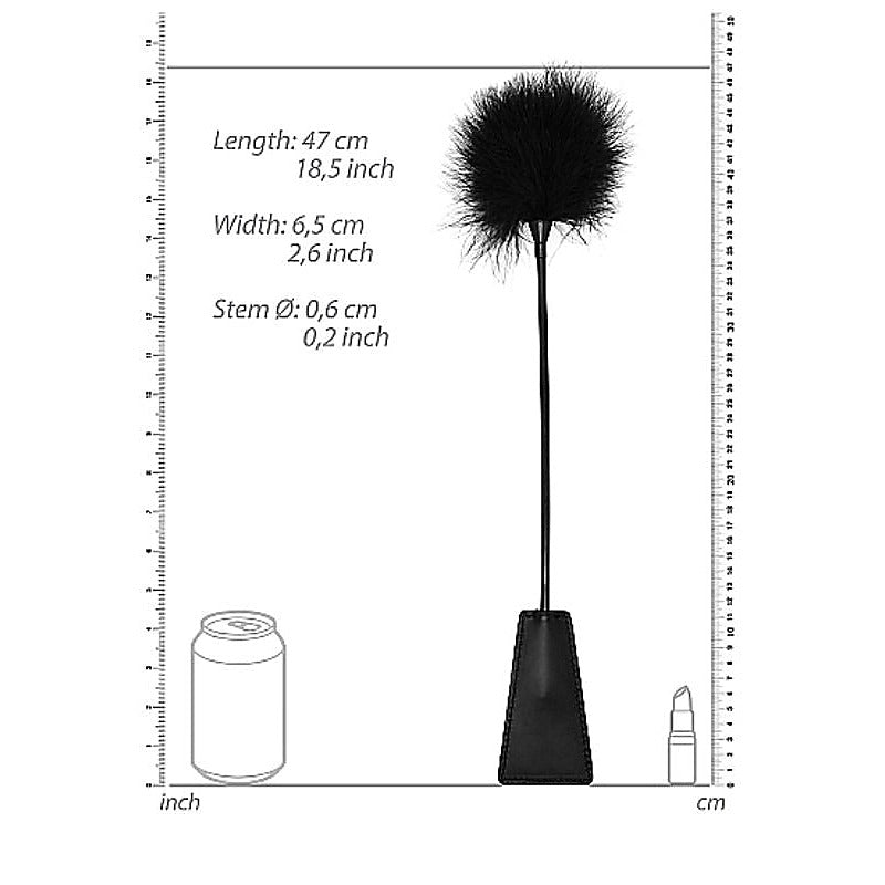 Black and White Crop with Feather Tickler by Shots Toys - Whips And Crops
