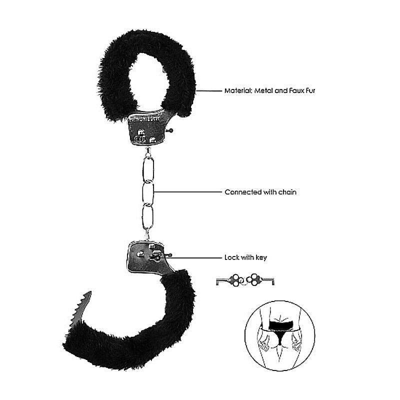 OUCH! BW Beginner's Furry Hand Cuffs by Shots Toys - Cuffs and Restraints