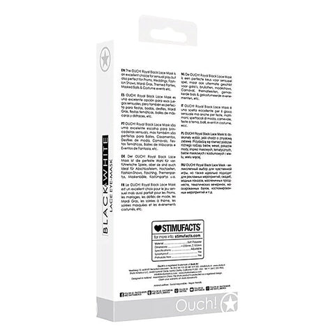 Black and White Lace Eye Mask Royal by Shots Toys - Fancy Dress Ups