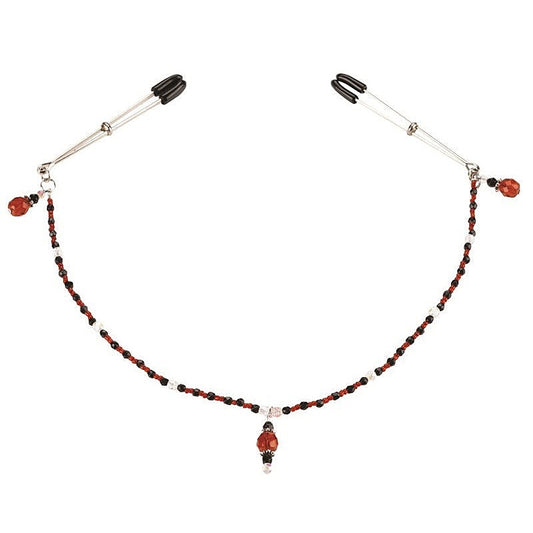 Single Strand Deluxe Beaded Clamp Red by Spartacus - Nipple and Clit Clamps
