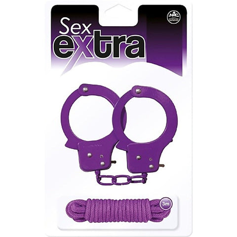 Sex Extra Metal Cuffs & Love Rope Kit Set - Cuffs and Restraints