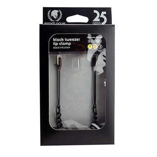 Tweezer Tip Clamps - Black Link Chain - Nipple and Clit Clamps