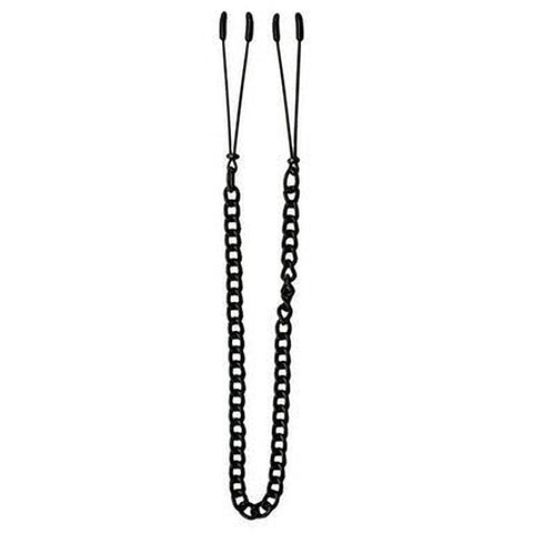 Premium Tweezer Tip Clamps - Black Link Chain - Nipple and Clit Clamps