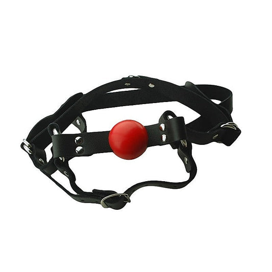 Full Head Harness with 1.5in Red Bondage Ball Gag - Bondage Gags and Bits