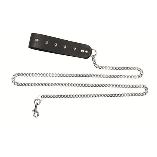 Chain Leash with Studded Handle by Spartacus Enterprises - Collars and Leads