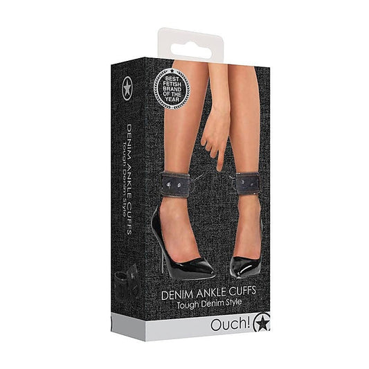 Denim Ankle Cuffs by Shots Toys - Cuffs and Restraints
