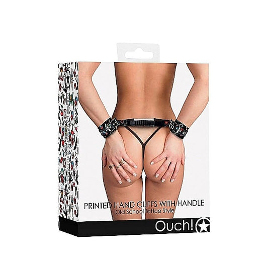 OUCH! Printed Handcuffs with Handle by Shots Toys - Cuffs and Restraints