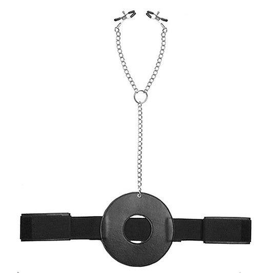 Detained Restraint System with Nipple Clamps by XR Brands - Breast and Nipple Toys
