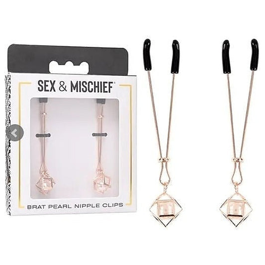 S&M Brat Pearl Nipple Clamps by Sportsheets - Nipple and Clit Clamps