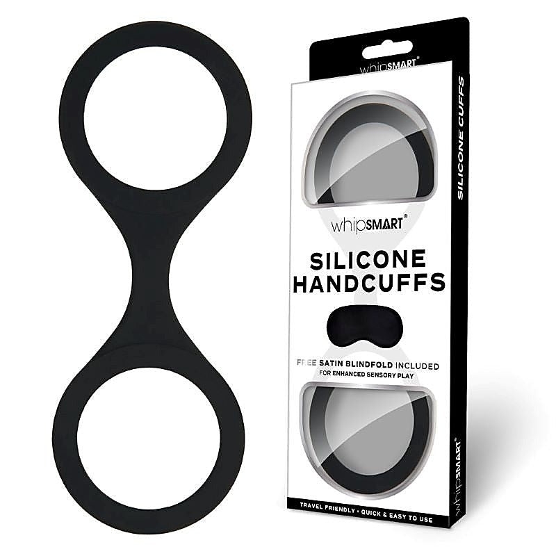 WhipSmart Silicone Handcuffs with Satin Blindfold - Cuffs and Restraints
