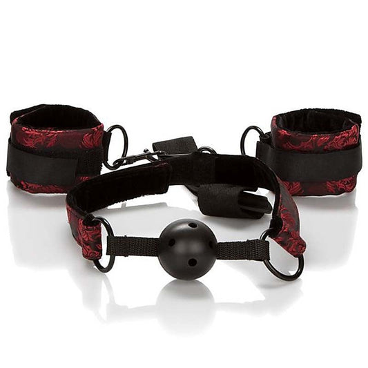 Scandal Breathable Ball Gag With Cuffs by California Exotics - Bondage Gags and Bits