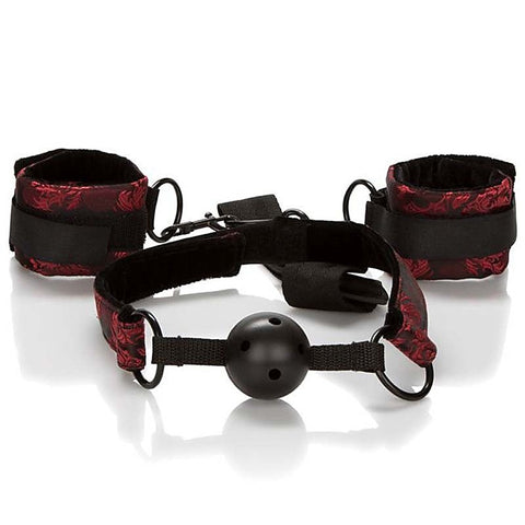 Scandal Breathable Ball Gag With Cuffs by California Exotics - Bondage Gags and Bits