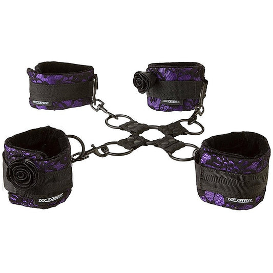 Black Rose Four-Way Foreplay Cuff Set by Doc Johnson - Cuffs and Restraints