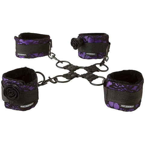 Black Rose Four-Way Foreplay Cuff Set by Doc Johnson - Cuffs and Restraints