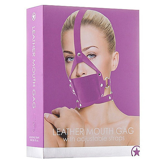 Leather Mouth Gag Purple by Shots Toys - Bondage Gags and Bits