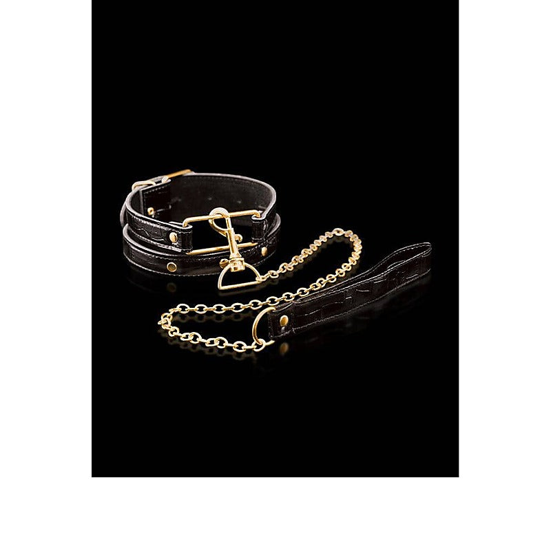 Fetish Fantasy Gold Bondage Collar and Leash Set - Collars and Leads