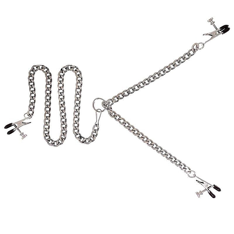 Y-Style Adjustable Broad Tip Clamps With Clit Clamp - Cuffs And Restraints