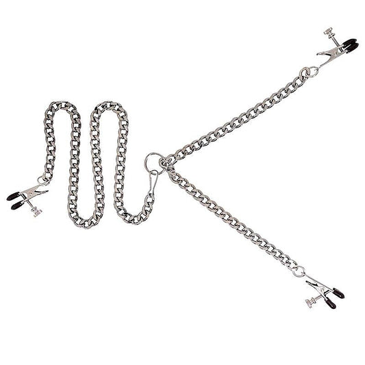 Y-Style Adjustable Broad Tip Clamps With Clit Clamp - Cuffs And Restraints