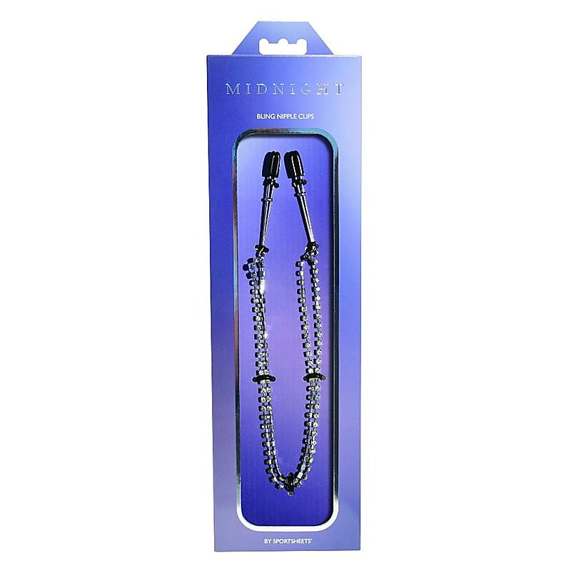 Midnight Bling Nipple Clips by Sportsheets - Nipple and Clit Clamps