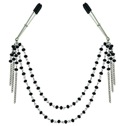 Midnight Black Jeweled Nipple Clips by Sportsheets - Breast and Nipple Toys