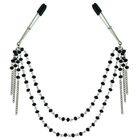 Midnight Black Jeweled Nipple Clips by Sportsheets - Breast and Nipple Toys