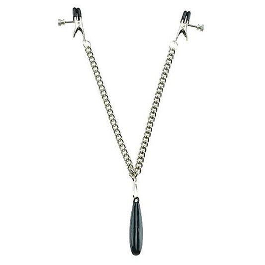 Weighted Adjustable Broad Tip Clamps with Link Chain - Breast and Nipple Toys